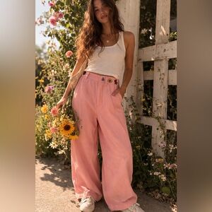 Lazy Oaf Pink Floral Embroidered Wide Leg Pants Size 30 Kawaii Streetwear